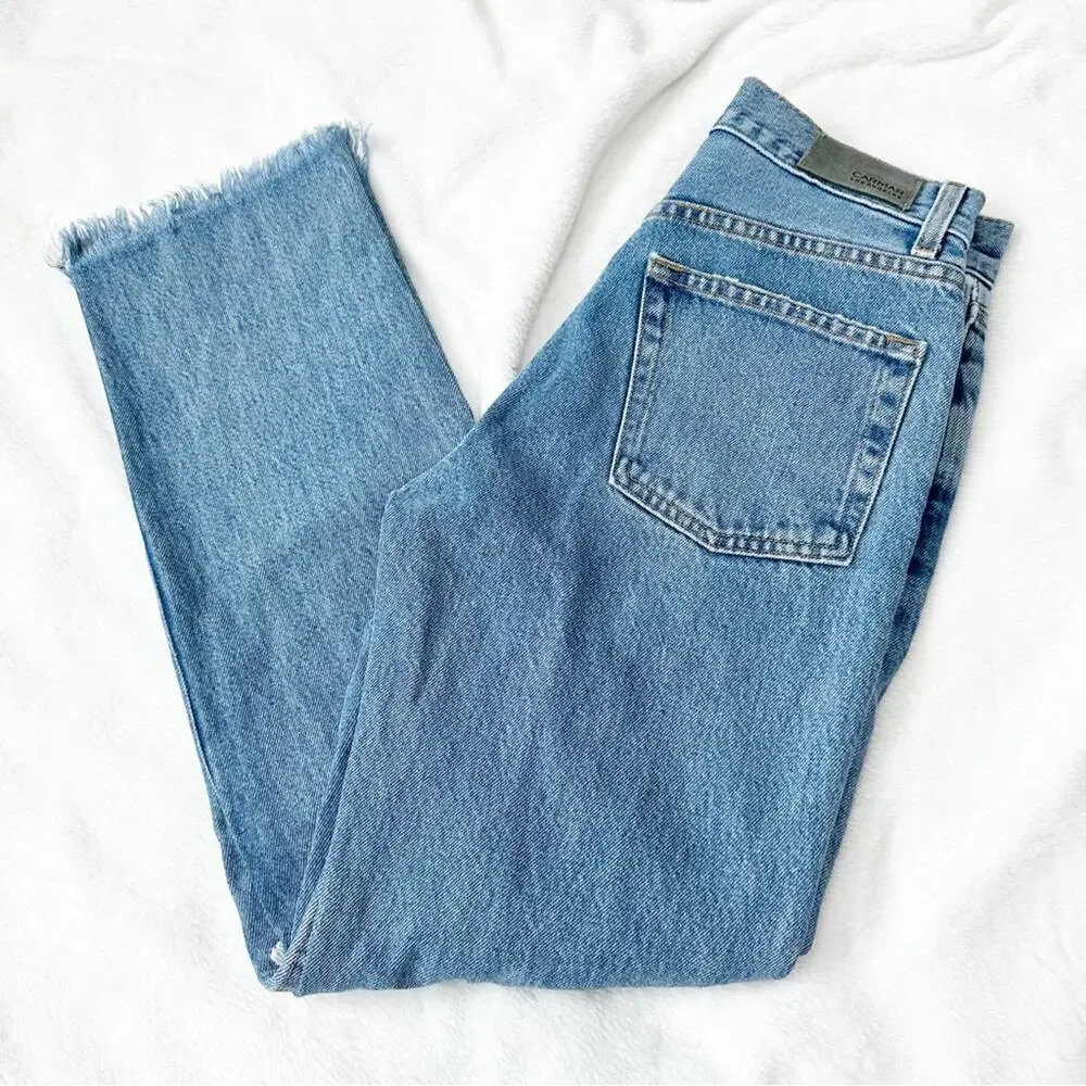 Carmar Emelia ripped distressed crop jeans high rise straight leg denim size 26